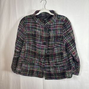 Women’s Multicolored Wool Blend Blazer Size 14 Petite Preowned